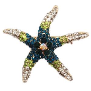 Starfish Jeweled Brooch